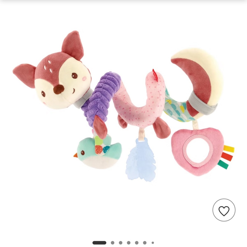 Infantino Plush Forest Fox Spiral Activity Toy - Pink & Purple Car Seat Toy